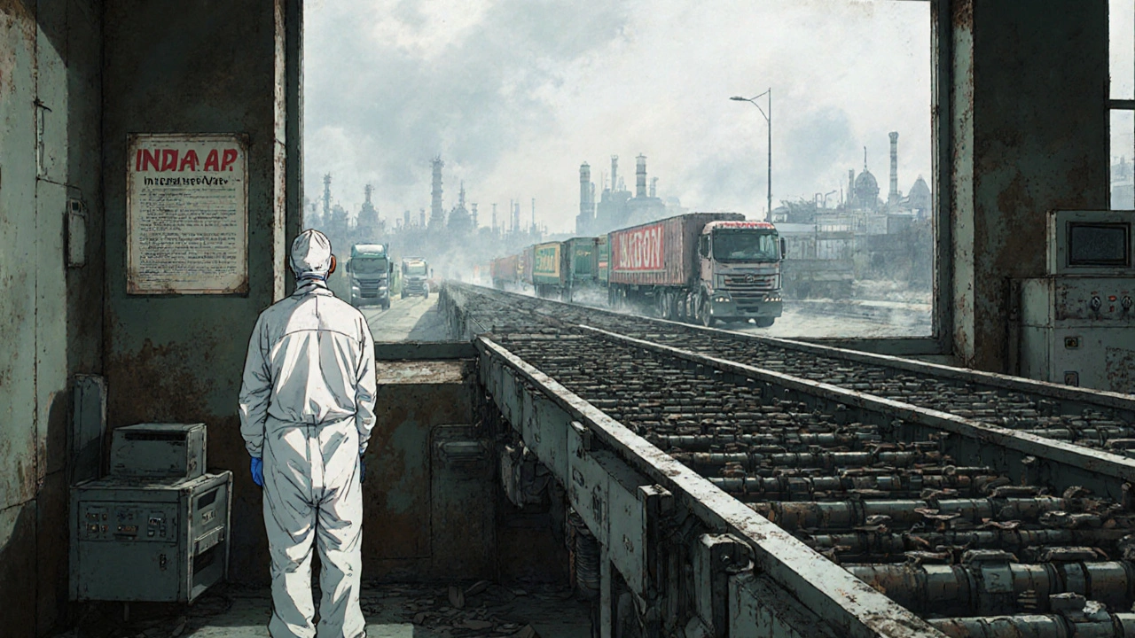 Abandoned U.S. drug manufacturing line covered in dust