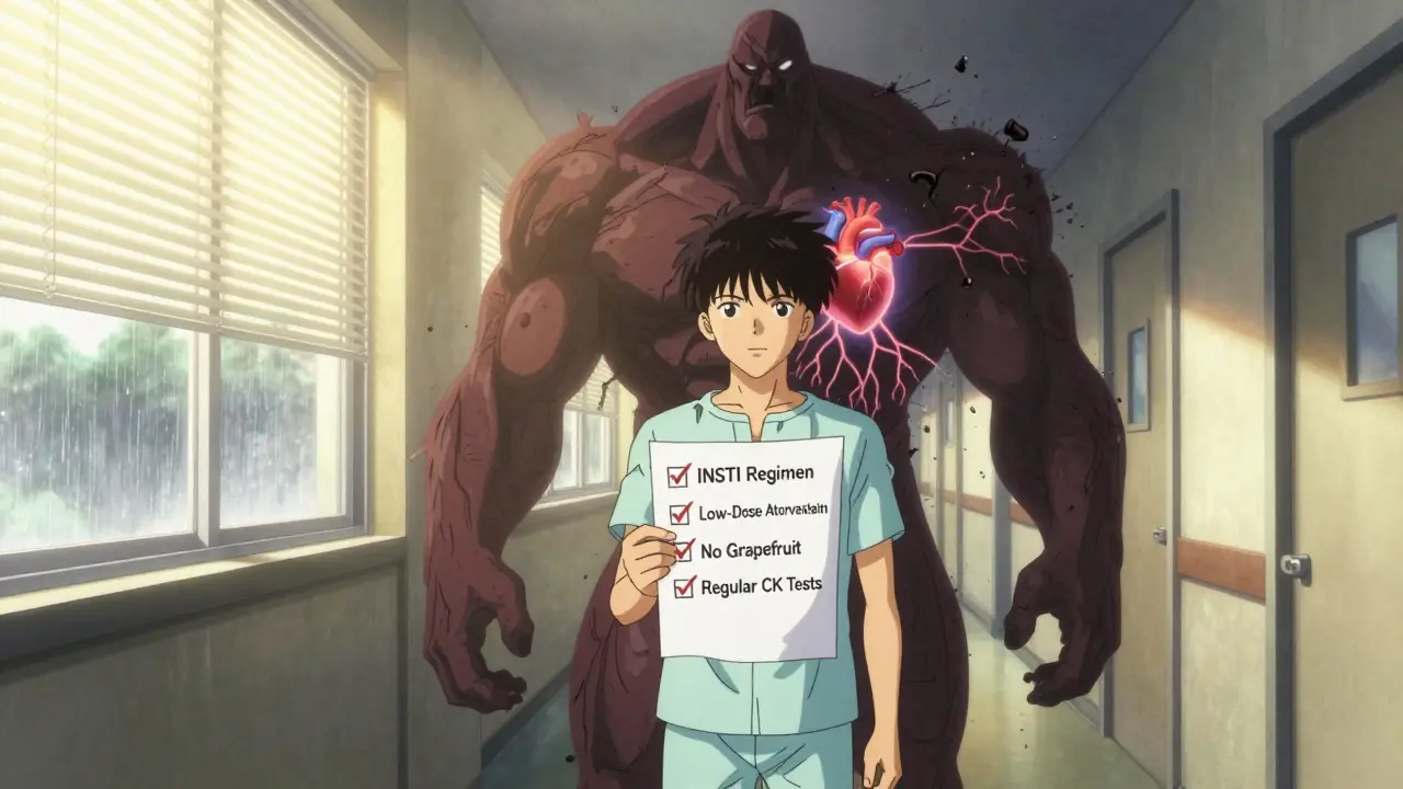 A patient holding a safety checklist as a muscle-damage monster disintegrates into light.