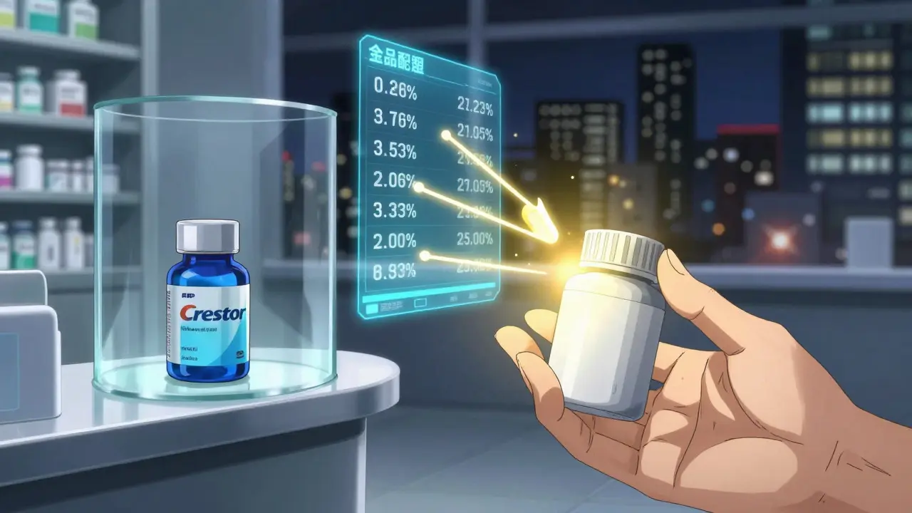 Otomo-style anime showing the switch from expensive branded pills to affordable generic alternatives